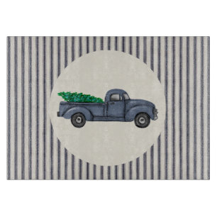 Planche À Découper Vintage Blue Christmas Tree Truck Cutboard