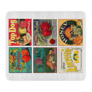 Planche À Découper Vintage publicité fruits étiquettes planche à déco