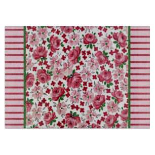 Planche À Découper Vintage Roses Rose Verre Coupe