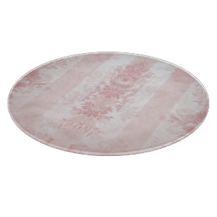 Planche À Découper Vintage rouge et blanc Damas rayures sur satin