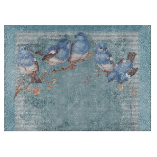Planche À Découper Vintage Shabby Chic Joli Oiseaux Floraux (Devant)