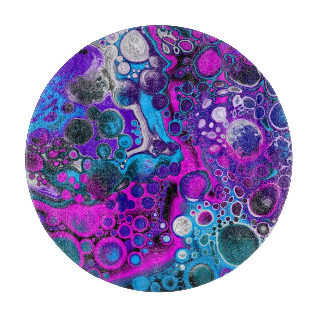 Planche À Découper Violet, bleu moderne Abstrait Fluid Art Cellule de (Devant)