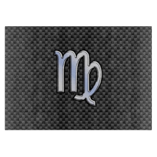 Planche À Découper Virgo Zodiac Sign on Charcoal Carbon Fiber Style