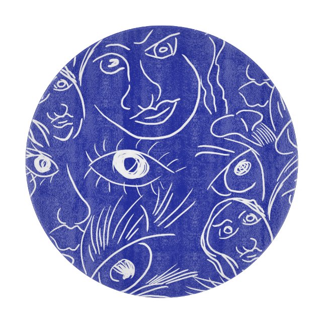 Planche À Découper Visage de beauté : dessin à une ligne. (Devant)