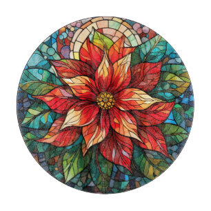 Planche À Découper Vitraux de Noël Fleur rouge Poinsettia