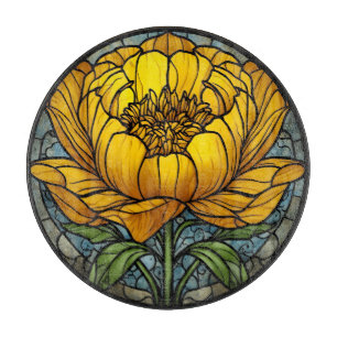 Planche À Découper Vitraux Pivoine Jaune