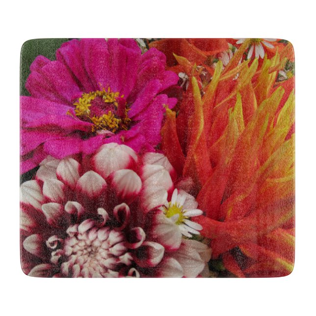 Planche À Découper Vivid Dahlias et Zinnia Cutboard (Devant)