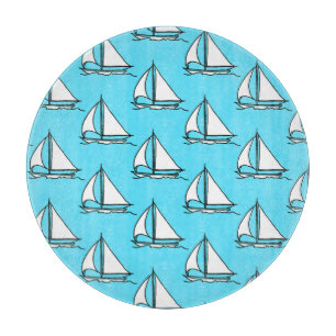 Planche À Découper Voiliers sur le motif bleu de mer