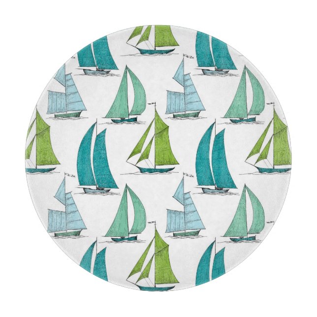 Planche À Découper Voiliers sur le motif de l'eau (Devant)