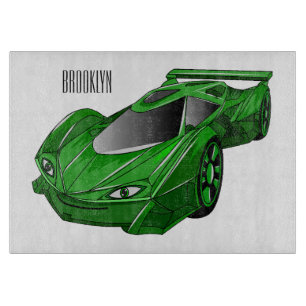 Planche À Découper Voiture de sport verte avec illustration airfos