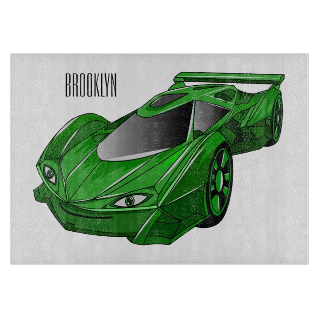 Planche À Découper Voiture de sport verte avec illustration airfos (Devant)