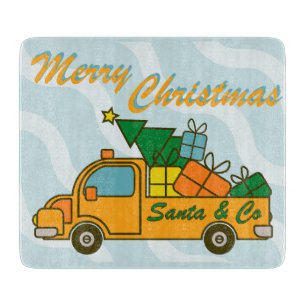 Planche À Découper Vue latérale du camion père Noël Joyeux Noël