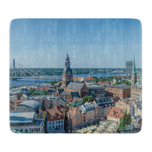 Planche À Découper Vue sur le centre ville de Riga d'en haut