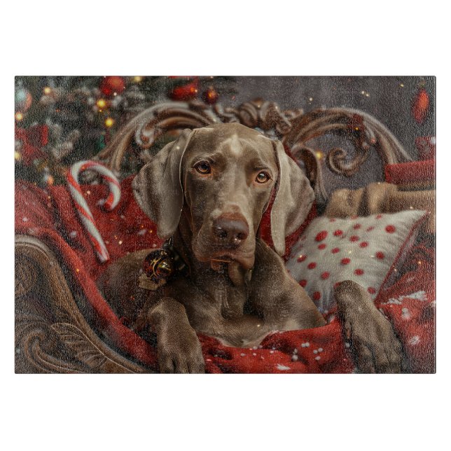Planche À Découper Weimaraner Chien Festif de Noël (Devant)