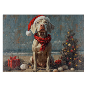 Planche À Découper Weimaraner Chien Noël Plage Vintage