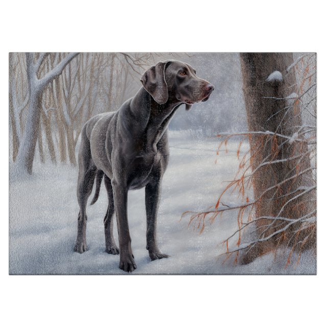 Planche À Découper Weimaraner Laisser Neige Noël (Devant)