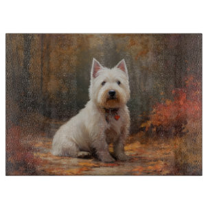Planche À Découper West Highland White Terrier à l'automne Leaves aut