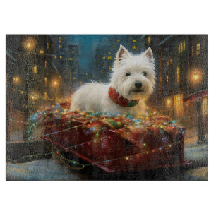 Planche À Découper West Highland White Terrier Festif de Noël