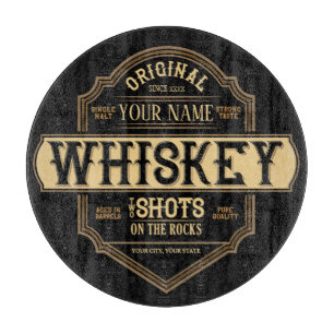 Planche À Découper Whiskey personnalisé sur le Rocks Liquor Étiquet