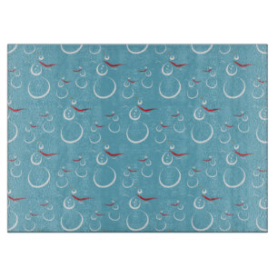 Planche À Découper Winter Cyan Cute Snowman Famille Motif