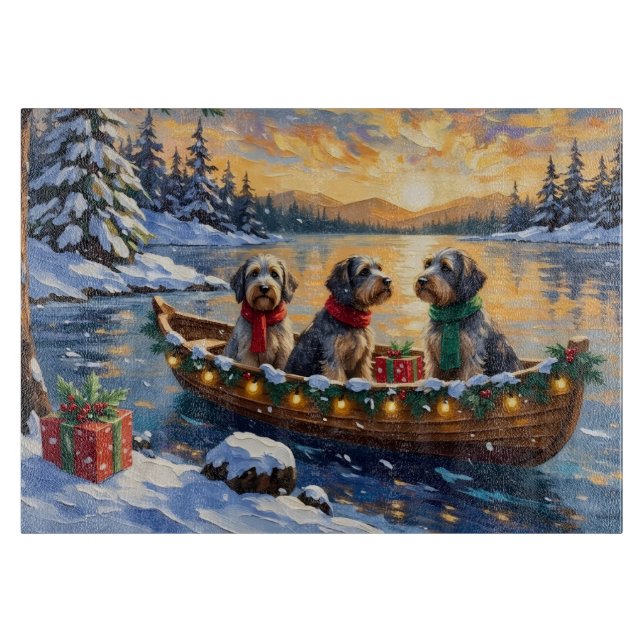 Planche À Découper Wirehaired Pointing Griffon Christmas Boat Holiday (Devant)