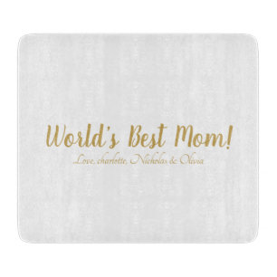 Planche À Découper World’s Best Mom gold custom script mignon