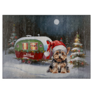 Planche À Découper Yorkshire Terrier Caravan Christmas Adventure