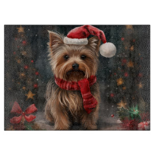 Planche À Découper Yorkshire Terrier Chien dans la neige Noël
