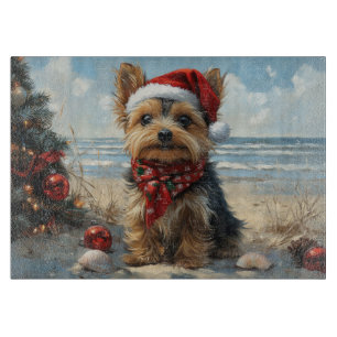 Planche À Découper Yorkshire Terrier Chien Noël Plage Vintage