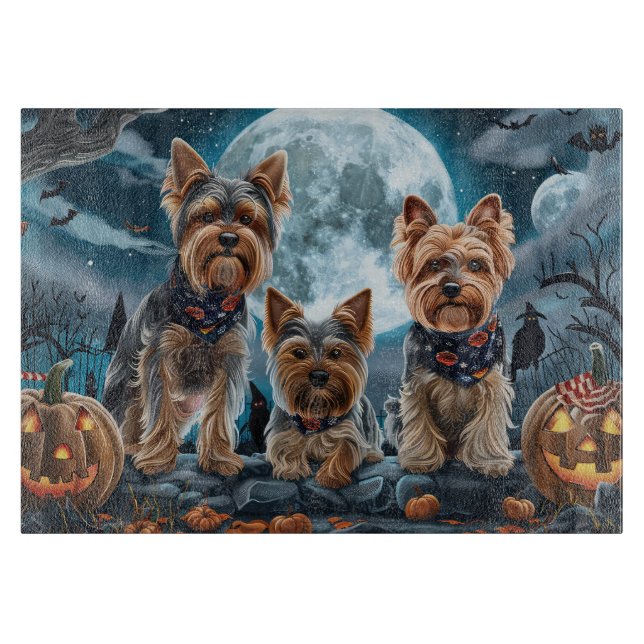 Planche À Découper Yorkshire Terrier Halloween Éffrayant (Devant)