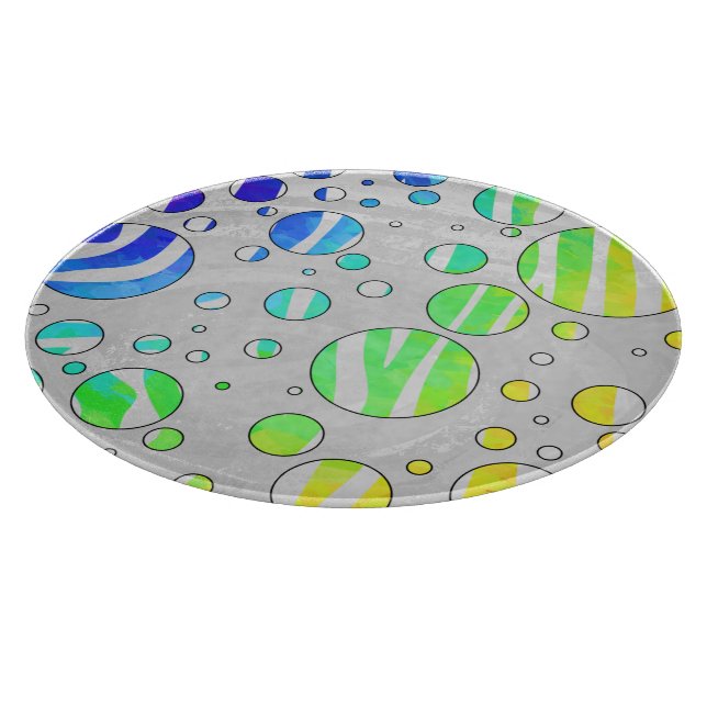 Planche À Découper Zebra Polka Dot Arc-en-ciel et impression blanche (Coin)