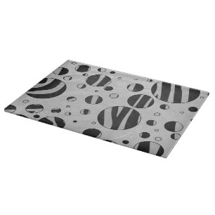Planche À Découper Zebra Polka point noir et gris clair