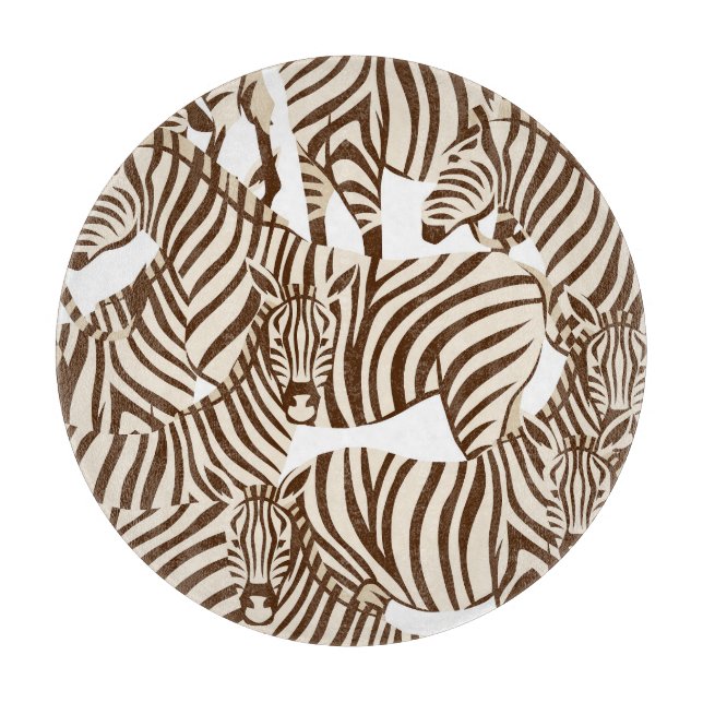 Planche À Découper Zèbres, savane sauvage, motif sans soudure (Devant)