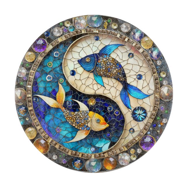 Planche À Découper Zodiac - Poissons de poisson Yin et Yang (Devant)