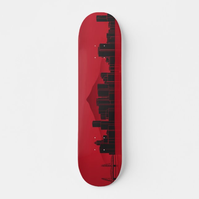 Planche à skateboard - Portland Skyline - Rouge (Devant)