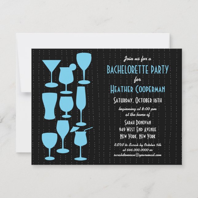 Planche Cocktails Bachelorette Fête Invitation (Devant)