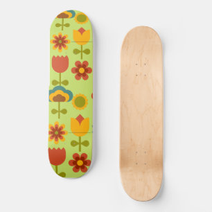 Planche de skateboard à fleurs rétros - Planche de