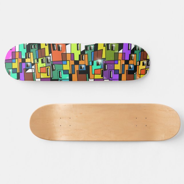 Planche de skateboard colorée Cityscape (Horz)
