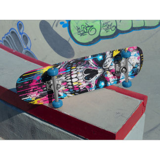 Planche de skateboard Crâne Graffiti Néon Street A