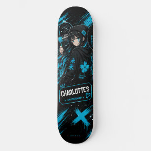 Planche de skateboard cyan anime personnalisée
