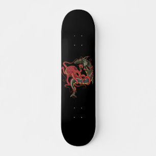 planche de skateboard pieuvre combattant un requin