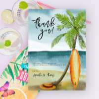 Planche de surf aquarelle sur la plage - merci