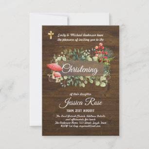 Plancher de bois Baptême Invitation de Christening