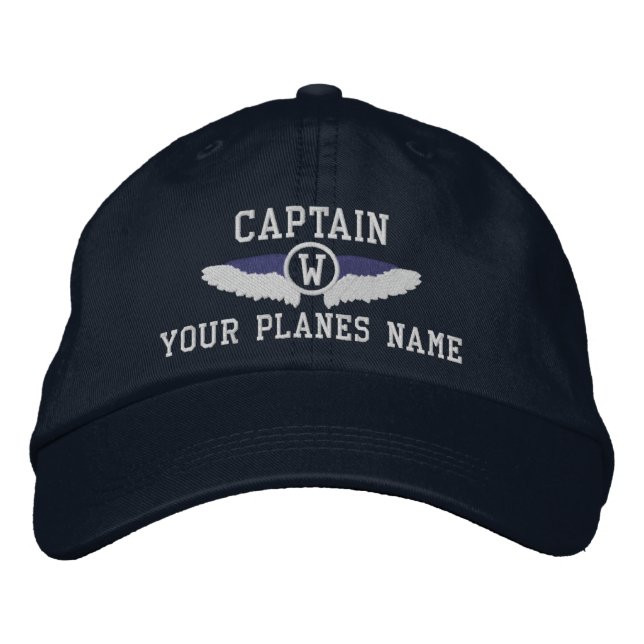 Plane Captain or pilots wings monogrammed Bestickte Baseballkappe (Vorderseite)