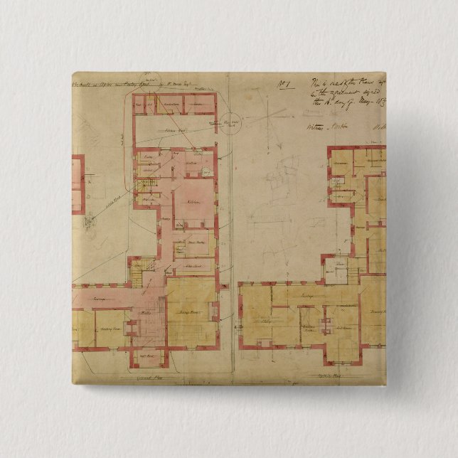 Pläne für das rote Haus, Bexley Heide, 1859 Button (Vorderseite)
