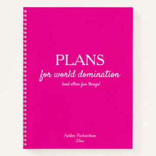 Pläne für die Weltherrschaft Pinke Spirale Notizbuch