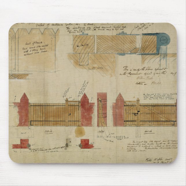 Pläne und Aufzüge für das rote Haus, Bexley Hea Mousepad (Vorne)