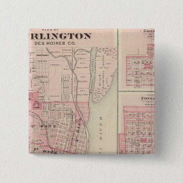 Pläne von Burlington, Greenfield Button (Vorderseite)