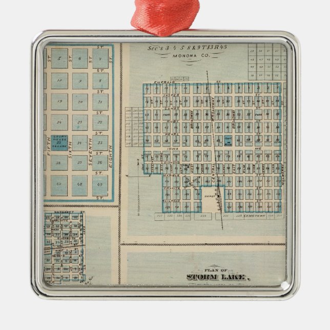 Pläne von SiouxRapids, Onawa, Storm See, Newell Silbernes Ornament (Vorne)