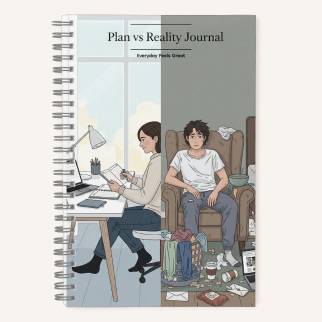 Pläne vs Reality Spiral Notebook - Funny Journal Notizbuch (Vorderseite)